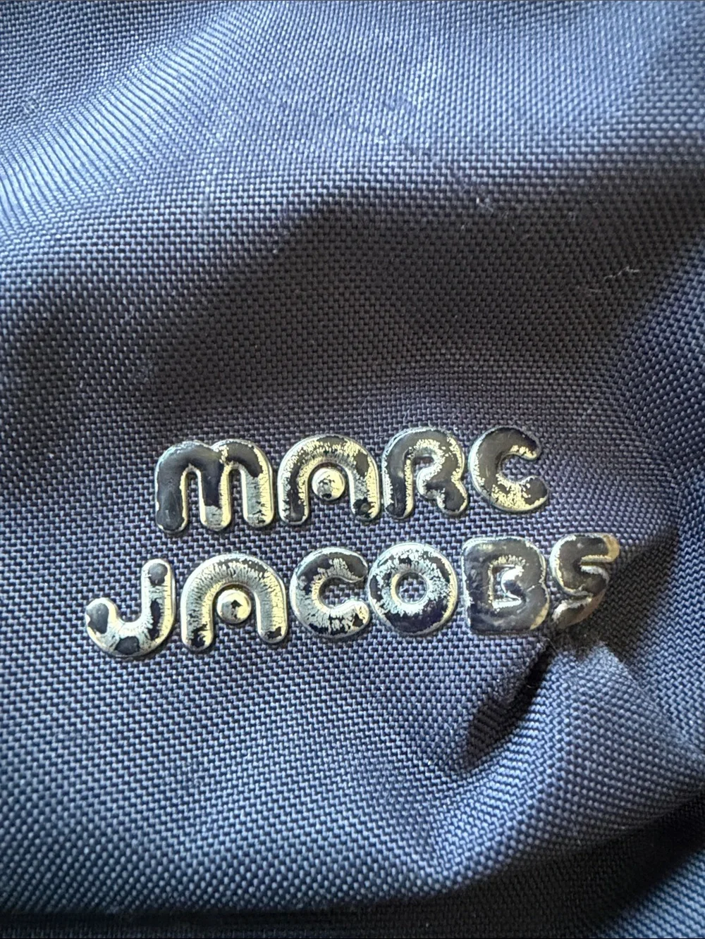 Marc Jacobs Navy Blue Nylon Backpack with Silver Hardware